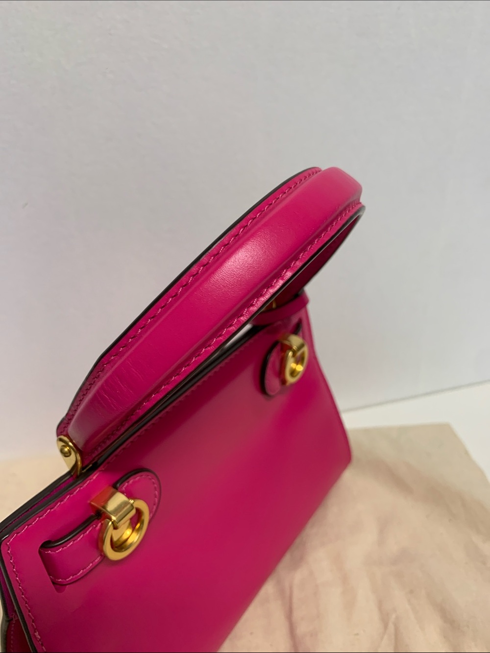 Tory Burch Hot Pink Mini Top-Handle Bag with Gold Hardware - Picture 7 of 12